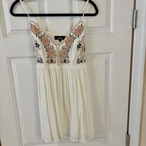 Lulus Cream Embroidered Dress